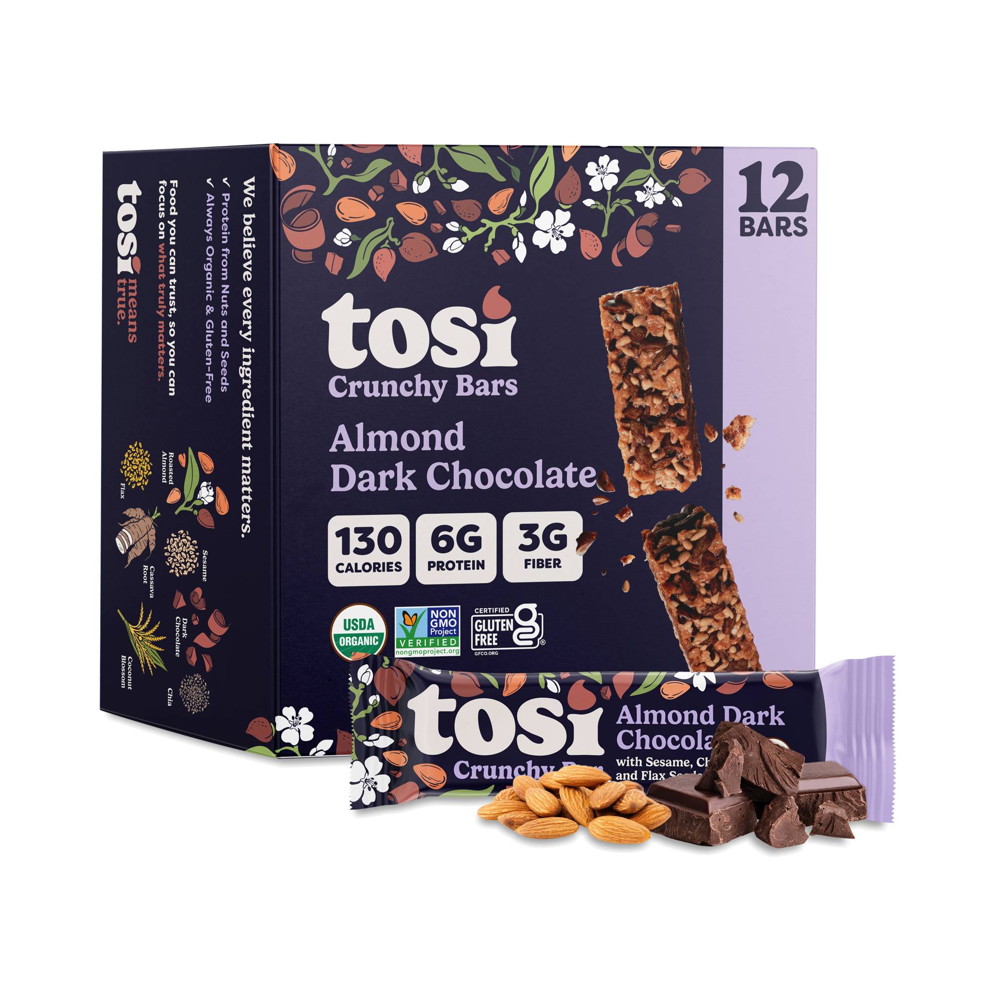Crunchy Snack Bar, Almond Dark Chocolate
