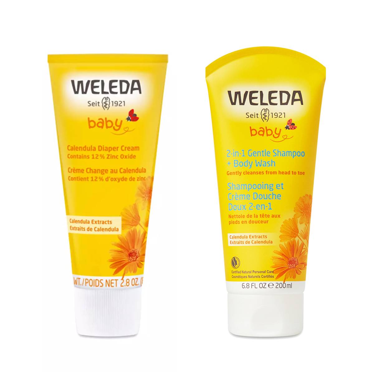 Calendula Diaper Cream & 2-in-1 Gentle Shampoo & Body Wash Bundle