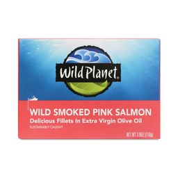 Wild Smoked Pink Salmon in Extra Virgin Olive Oil, Skinless & Boneless