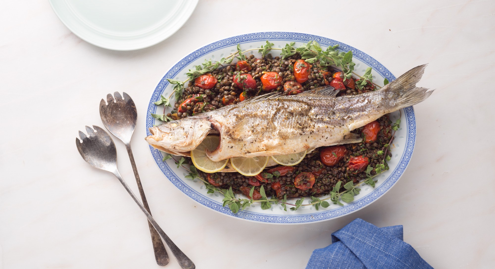 Whole Roasted Sea Bass with Lentils Recipe Thrive Market