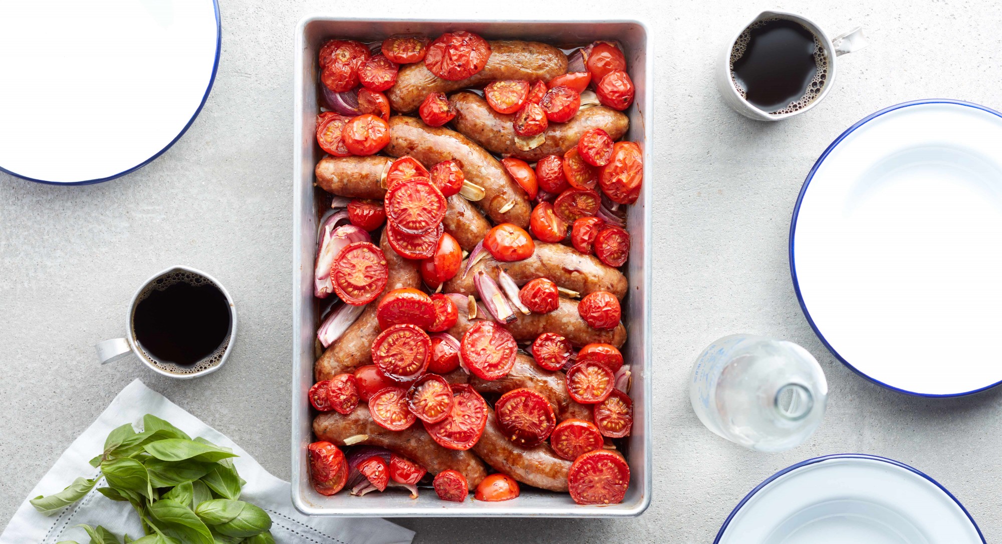 Baked Sausages With Roasted Tomatoes Recipe