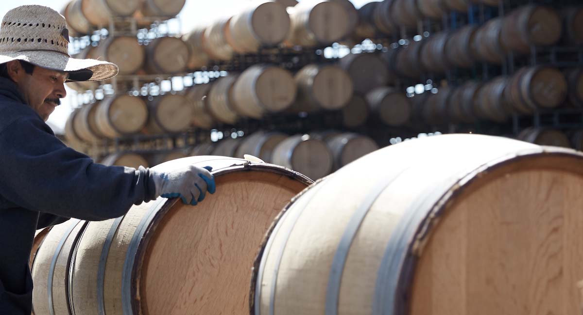 Preparing wine barrels at Qupe Winery